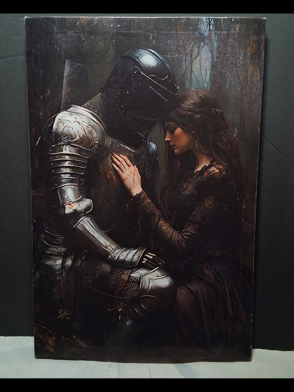 Dark Gothic Fantasy Knight Canvas Art Print Medieval Romance Castlecore 12